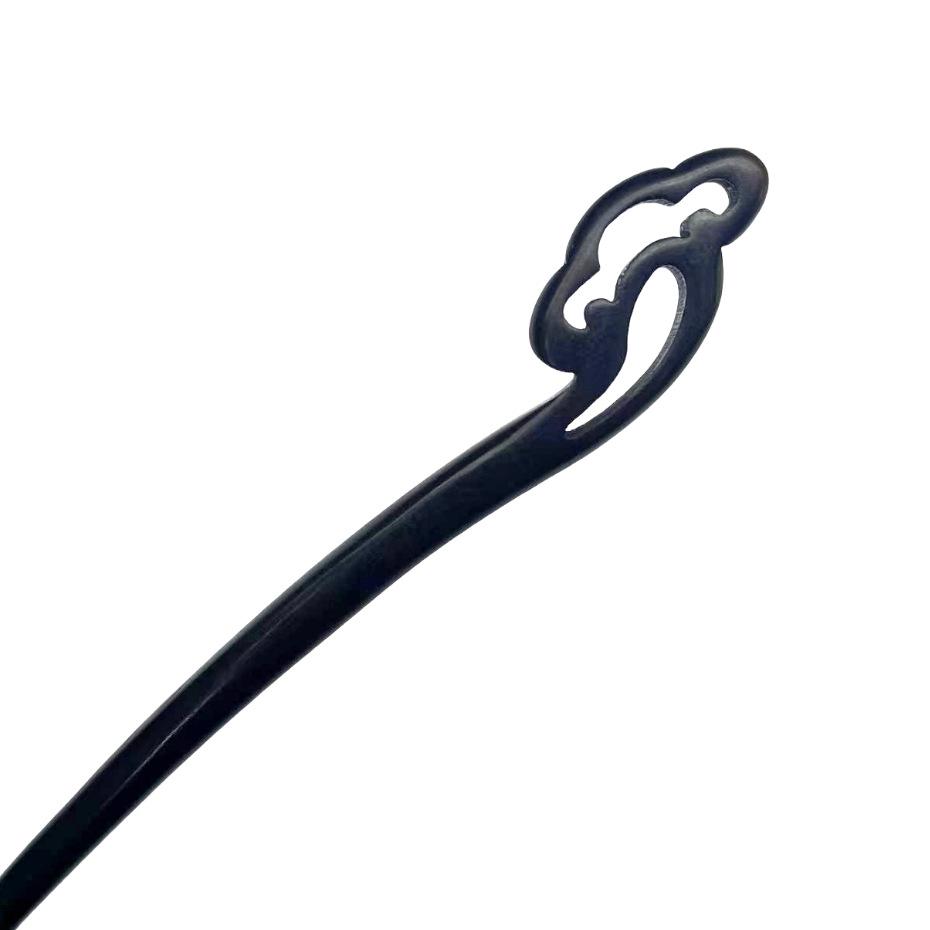 Black Sandalwood Openwork Hairpin – Wooden Chinese-Style Hair Accessory