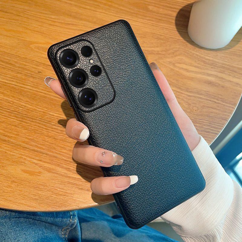 Vintage Genuine Leather Phone Case for Samsung S25ultra-Crack Shockproof Waterproof Simple Business Hard Cover for Samsung S25/S25ultra/S25plus