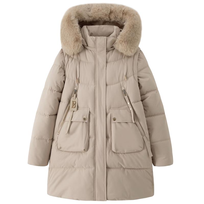 Sleeves Detachable Fashion Woman Long Parkas Winter Coats Hooded Faux Fur Collar Thick Warm Outerwears Women's Jackets