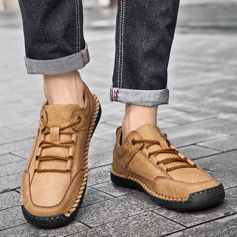 Men Handmade Retro Leisure Shoes Large Size Casual Leather Rubber Bottom Handmade Casual Shoes Breathable