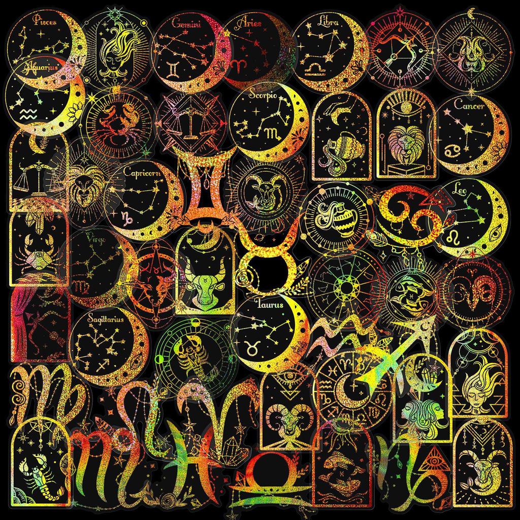 100 Transparent Gold Laser Deep Space Series Pet Stickers Handbook Holographic Stickers Diy Stickers