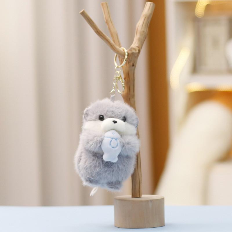 Cute Sea Otter Plush Doll With Short Faux Fur For Bag Pendant And Gift
