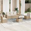 Vidaxl 6-Cz. Garden Furniture Set With Cushions, Beige, Poly Rattan