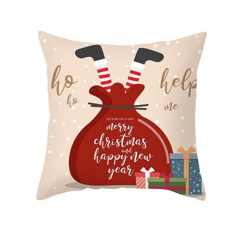 Christmas Pillow Case Wish Cartoon Print Peach Skin Christmas Pillow Home Sofa Cushion