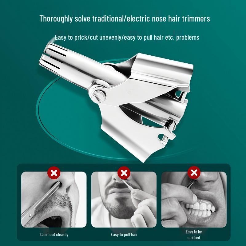 Premium Nose Hair Trimmer: Manual Trimmer for Men & Women, Shaving & Cleaning Tool for Nose and Nostrils