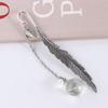 Feather Bookmark for Reading Crystal Pendant Bookmark Metal Book Mark Dried Flower Flower Specimens
