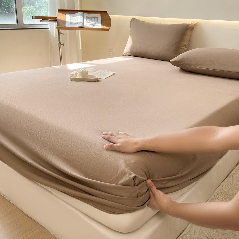 Простыня с эластичным мытым хлопковым голубым цветочным принтом — фото 11