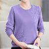 Women's Plus Size Wool Sweater Loose Fit Rhinestone Embroidery Knit Pullover Sweater Solid Color Soft Knit Top