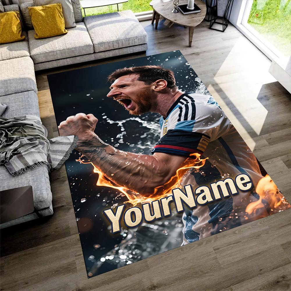 Messi Personalized Name Carpet Suitable for Game Room Balcony Foyer Decorate Room Antislip Carpet Anime Office Decor Perfect Gift for Friends & Family