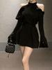 French Elegant Black Dress: 2026 New Style - Slimming, Versatile, Waist-Cinching, Short Skirt