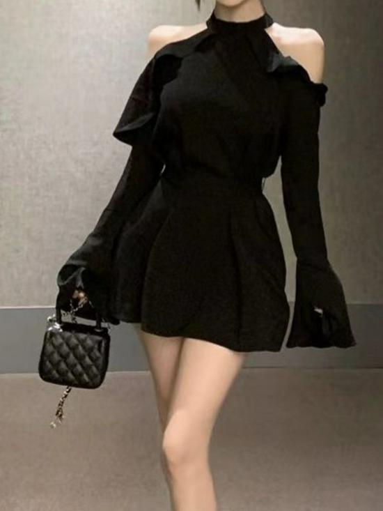 French Elegant Black Dress: 2026 New Style - Slimming, Versatile, Waist-Cinching, Short Skirt