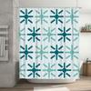 New Creative Blue Snowflake Pattern Shower Curtain Waterproof Bathroom Decor Home Decoration Shower Rug Cover Size 72x84inches (