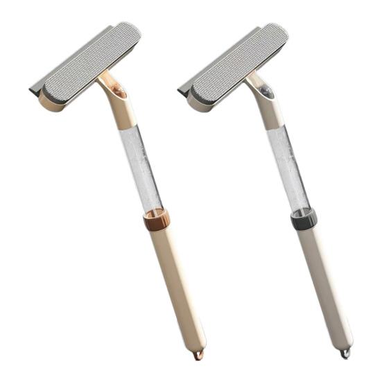 Window Screen Cleaning Brush 3 In 1 Glass Wiper with Retractable Wand Built-in Crevice Brush Swiveling Head Multi-Surface Cleaner