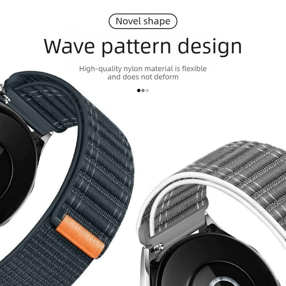 For Samsung Galaxy Watch7 44mm / 40mm Nylon Watch Band 20mm Wave Pattern Magic Tape Closure Wrist Strap