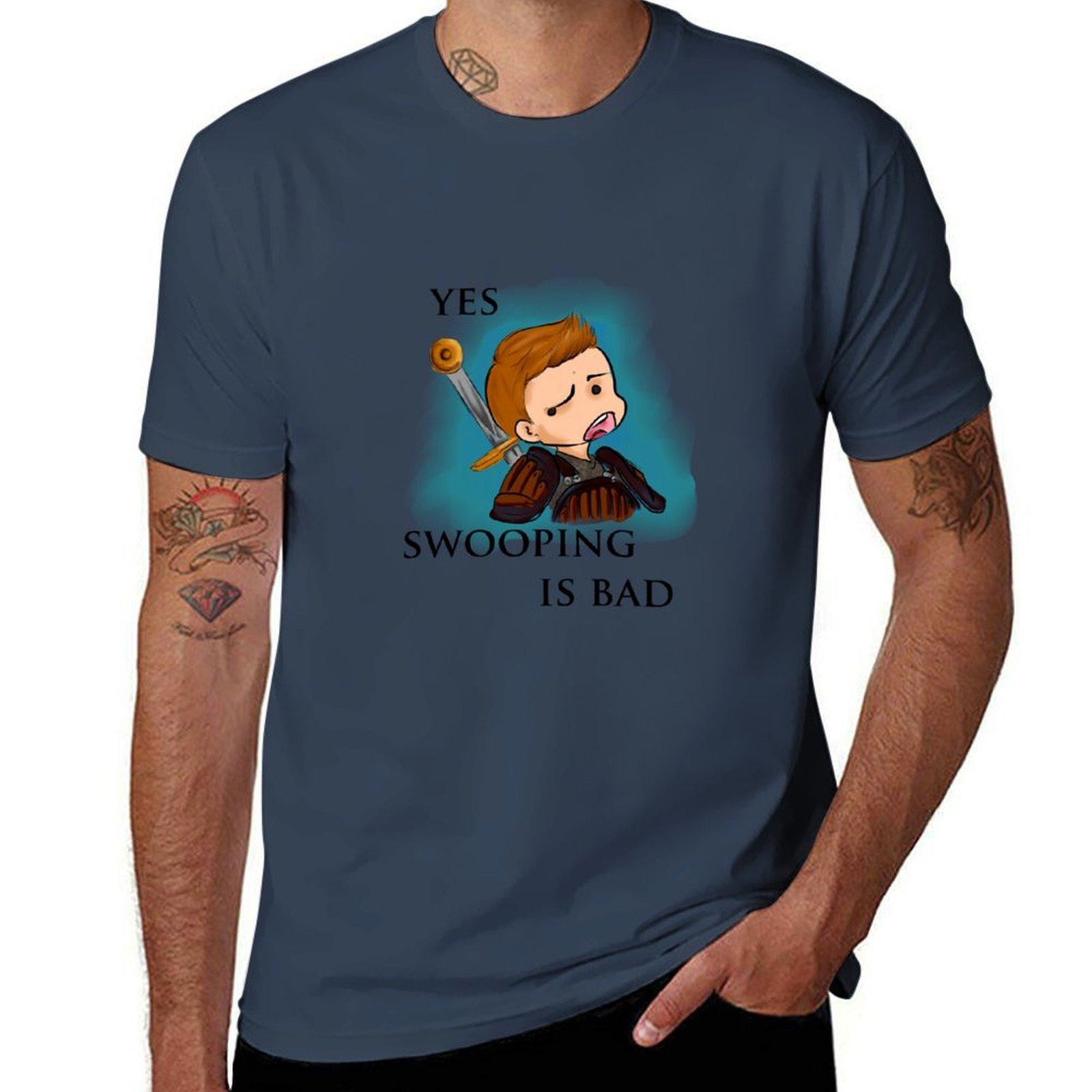 yes, swooping is bad T-Shirt funny t shirts dark humor cotton t shirts man 100% T-Shirt S