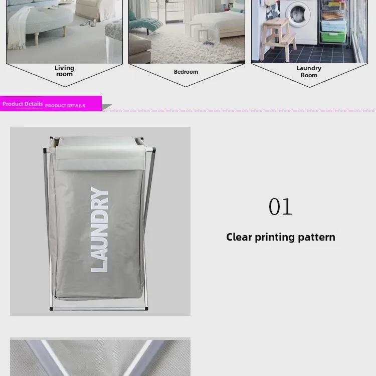 Foldable Aluminum Frame Clothes Basket - Convenient Home Fabric Storage