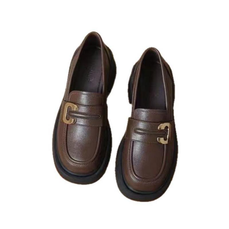 Platform small leather shoes women's shoes spring retro Mary Jane summer black single shoes