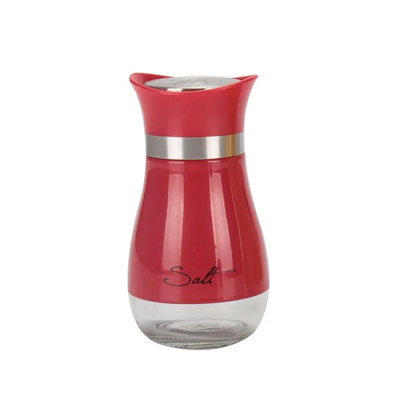 Cute Salt And Pepper Stainless Steel Glass Bottom Spice Dispenser Sea Salt Sugar Refillable Pepper Seasoning Cans Spice Jar