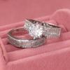 s/set Round  White Artificial Cubic Zirconia Rings Women's Art Decoration Engagement Ring Temperament Jewelry