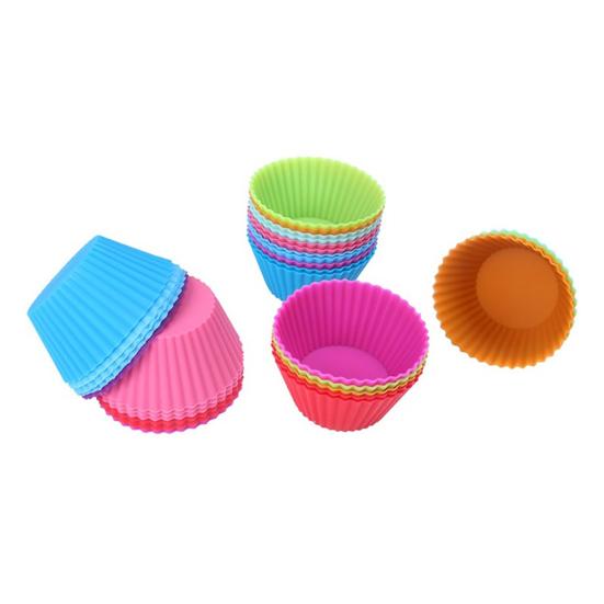 6Pcs Round Food Grade Silicone Muffin Cupcake Baking Molds Reusable Dishes Pan