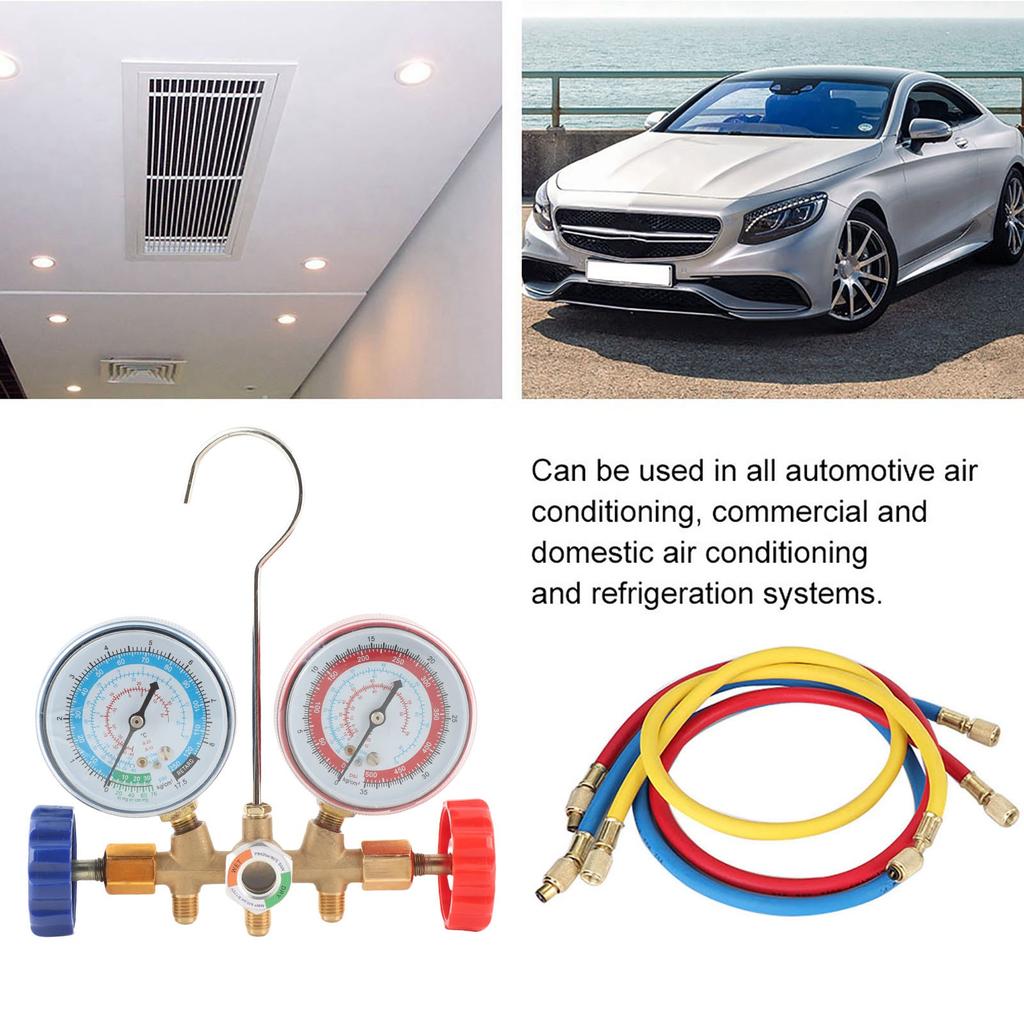 Refrigerant   Conditioning Tools Professional AC Diagnostic Manifold Gauge Set With Hose And Hook Kit For Car Commercial Domestic A / C Systems Bras