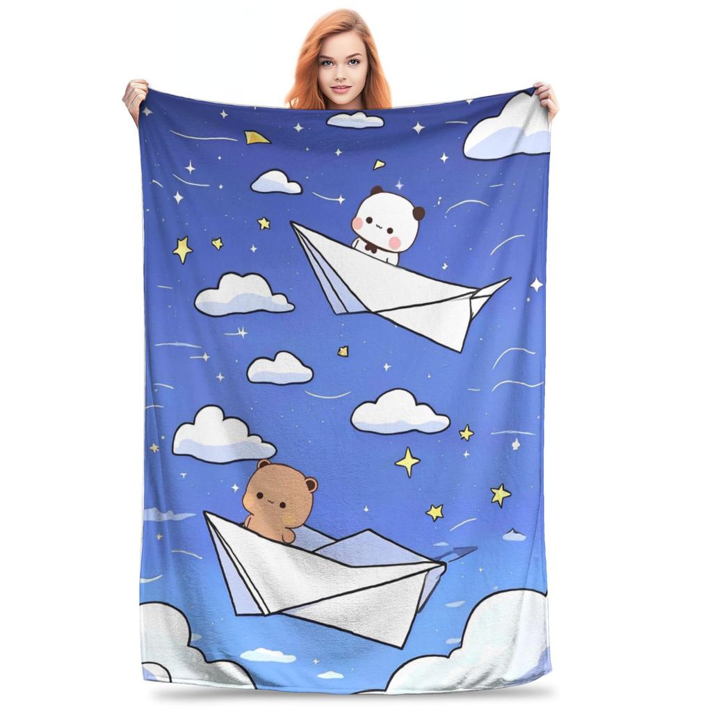 Bear Cartoon Cute Bubu Dudu Blankets Fleece Decoration Multi-function Super Soft Throw Blankets for Bed Outdoor Rug Piece
