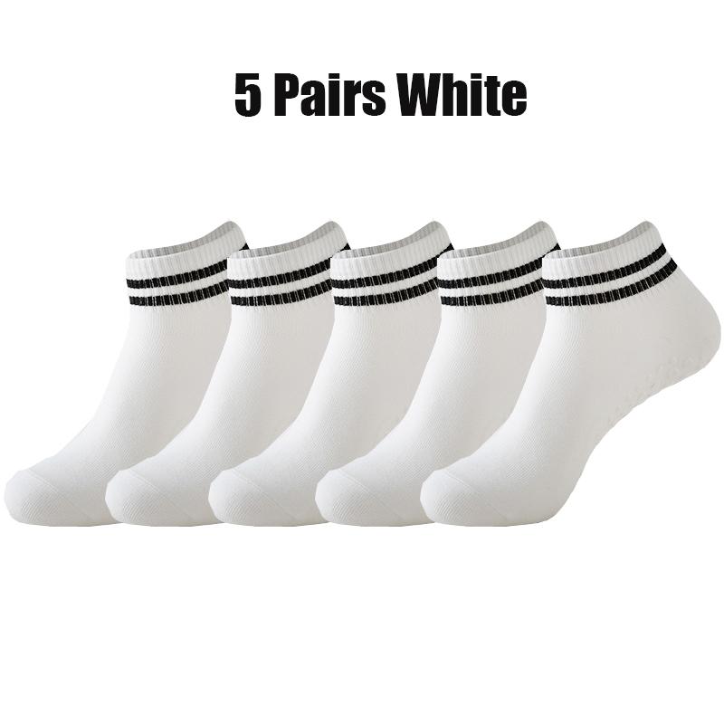 

5 пар женских носков для йоги с двойными полосками, нескользящие носки для пилатеса, йоги, захвата, женские спортивные короткие носки для тренировок в спортзале