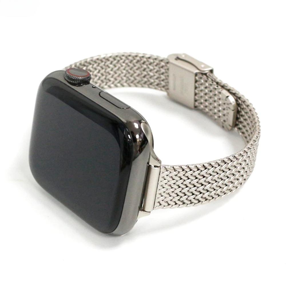 Band for Apple Watch Series 9 8 7 6 SE  Slim Milanese strap for iWatch stainless steel wire mesh chain girls wrist 40 41mm