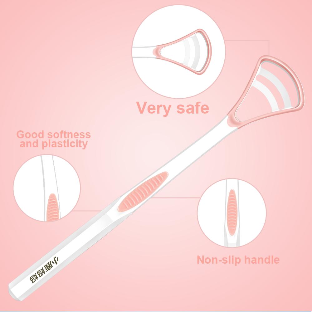 Super Deer Silicone Tongue Scraper With Non-Slip Handle Double Side Tongue Cleaner Fresher Breath Tongue Brush For Oral Care
