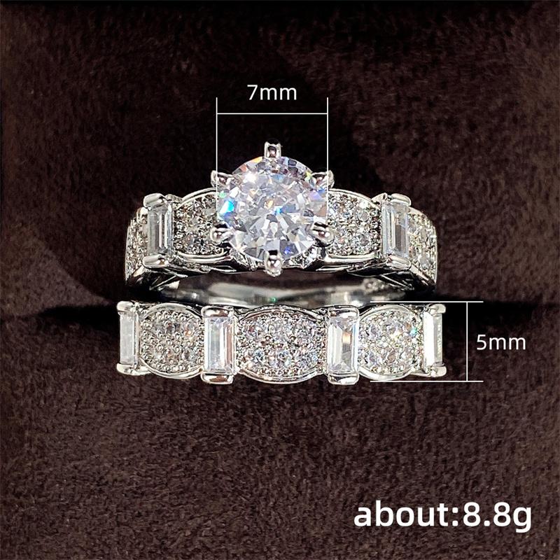 Luxus Weibliche Große Geometrische Ring Sets Silber Farbe Verlobung Ringe Für Frauen Charme Quadrat Zirkon Stein Hochzeit Ring