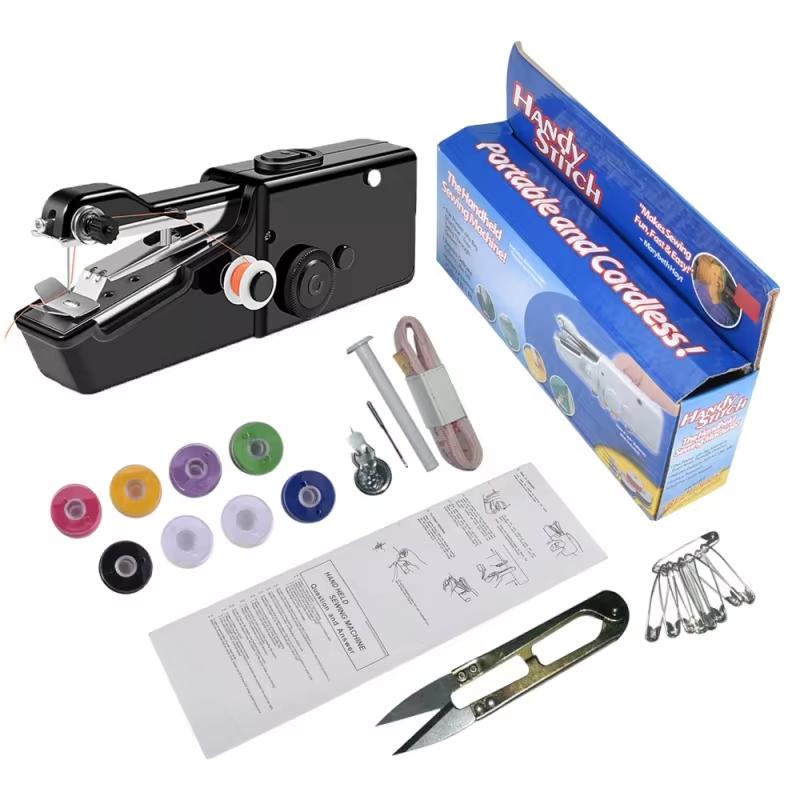 

Portable Handheld Sewing Machine Mini Stitch Sew Needlework Cordless Clothes Fabrics Electric Sewing Machine With Kit Accessorie чорний