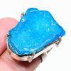 Blue Druzy Slice Gemstone 925 Silver Jewelry Ring Size 6