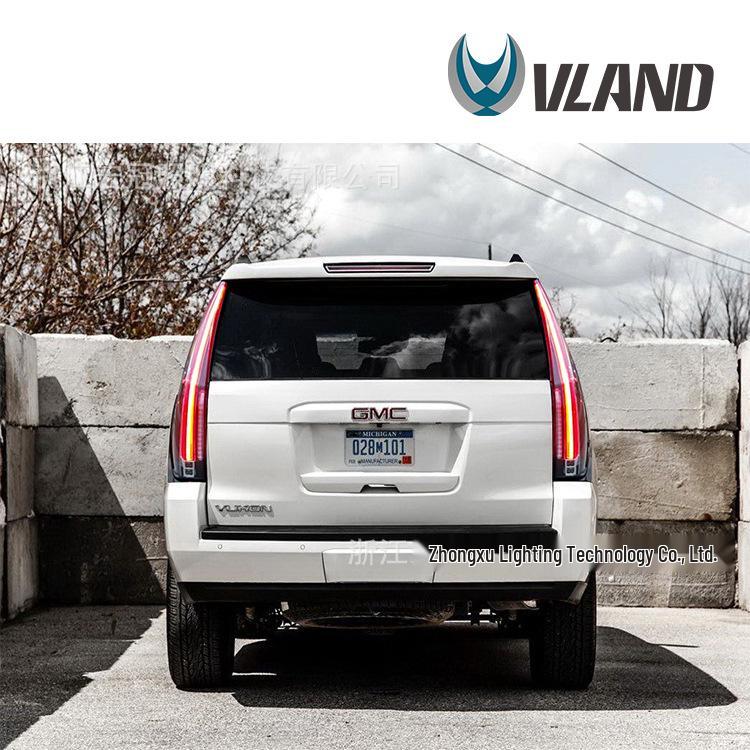 

VLAND Светодиодный задний фонарь в сборе с желтым указателем поворота для 2015-2020 GMC Yukon Clear (White Lens)