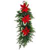 Red Berries Christmas Door Swag Poinsettia Blossoms Teardrop Shape Holiday Hanging Ornaments Durable Quality Vibrant Colors