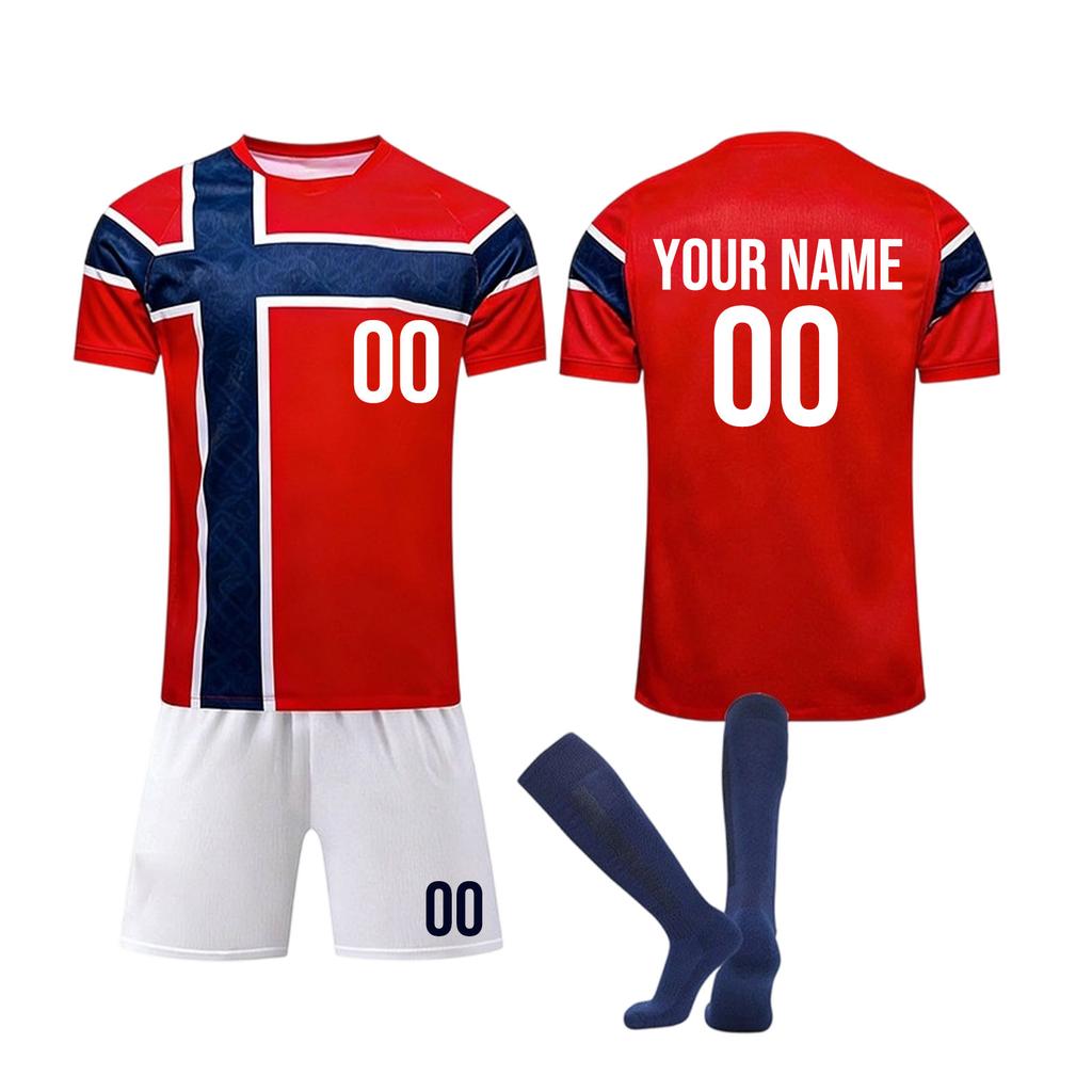 DIY Soccer Uniform Set for Adults and Kids Three Piece Kit Includes Short Sleeve Jersey Shorts and Socks Suitable for Football Training and Matches