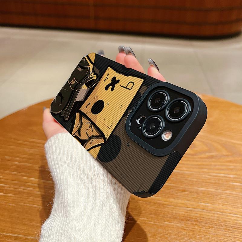 Vertical Grain Leather Shell Box Boy Printed Patterned Shockproof Soft Silicone Case with Camera Lens Full Protection for iPhone