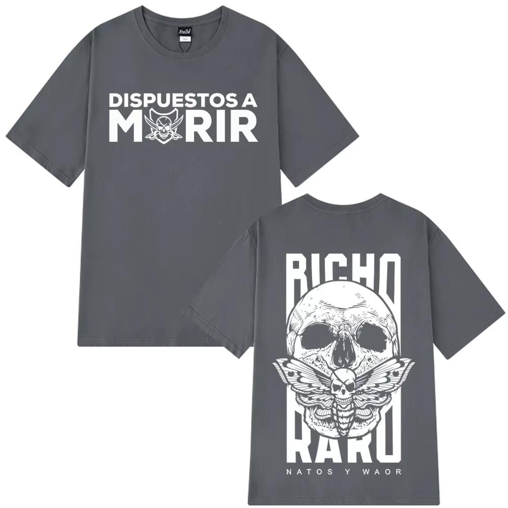 Rapper NATOS WAOR Bicho Raro Schwarz Skelett 2025 Gothic Hip-Hop T-Shirts Mode T-Shirts Männer Frauen Y2k Kleidung Baumwoll-T-Shirts