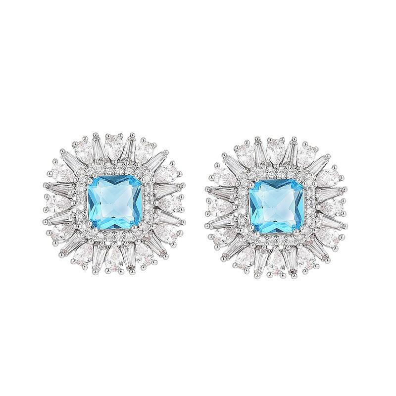 Niche Design Fashionable Geometric Stud Earrings High Sense Temperament Elegant Diamond Zircon Earrings Women