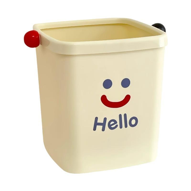 Small Desktop Trash Can Mini Pressure Ring Cartoon Cute Storage Bucket Living Room Bedroom Dining Table