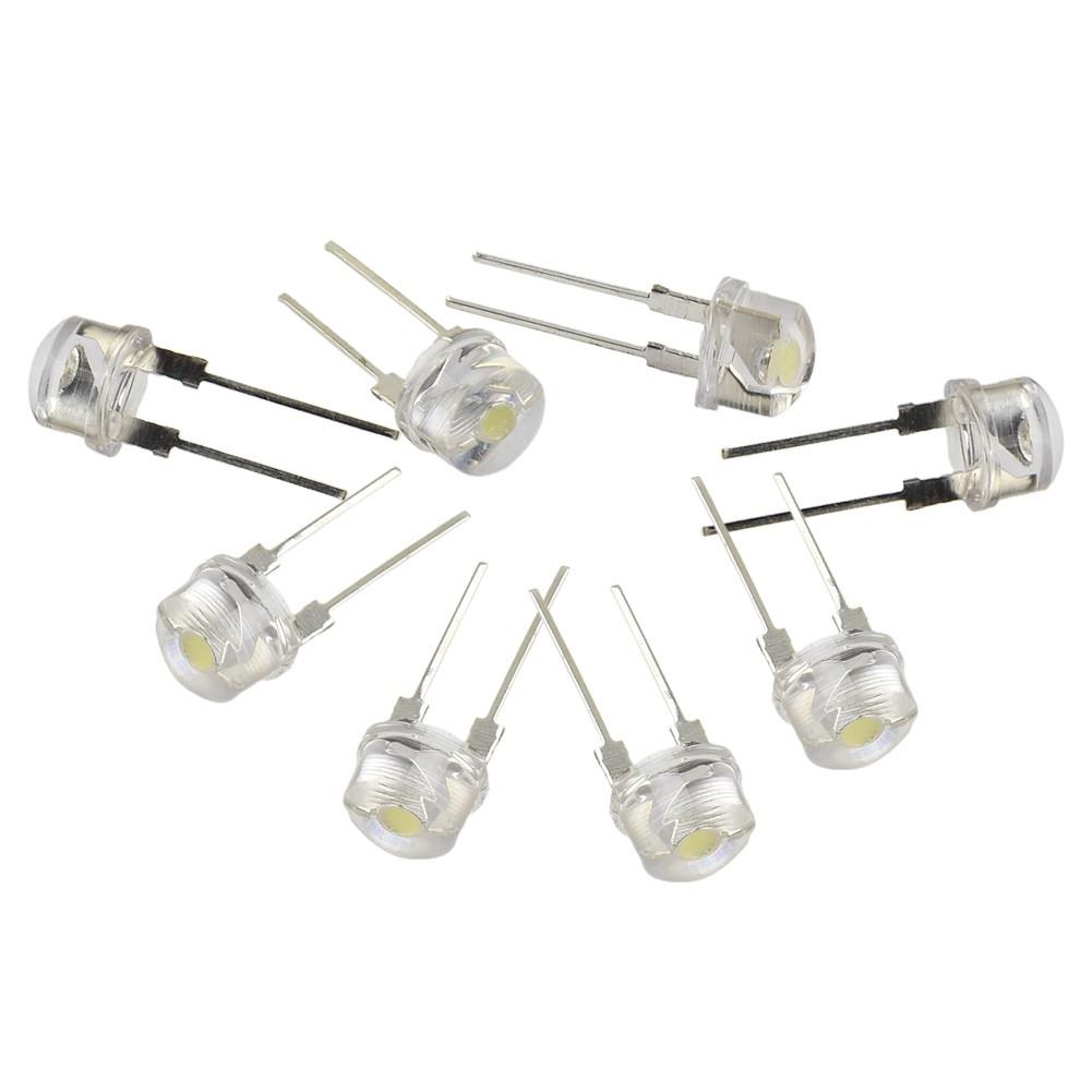 10 STÜCK 8MM Strohhut Inline LED Lampe Leuchtdiode Weiß Rot Blau 0.5W