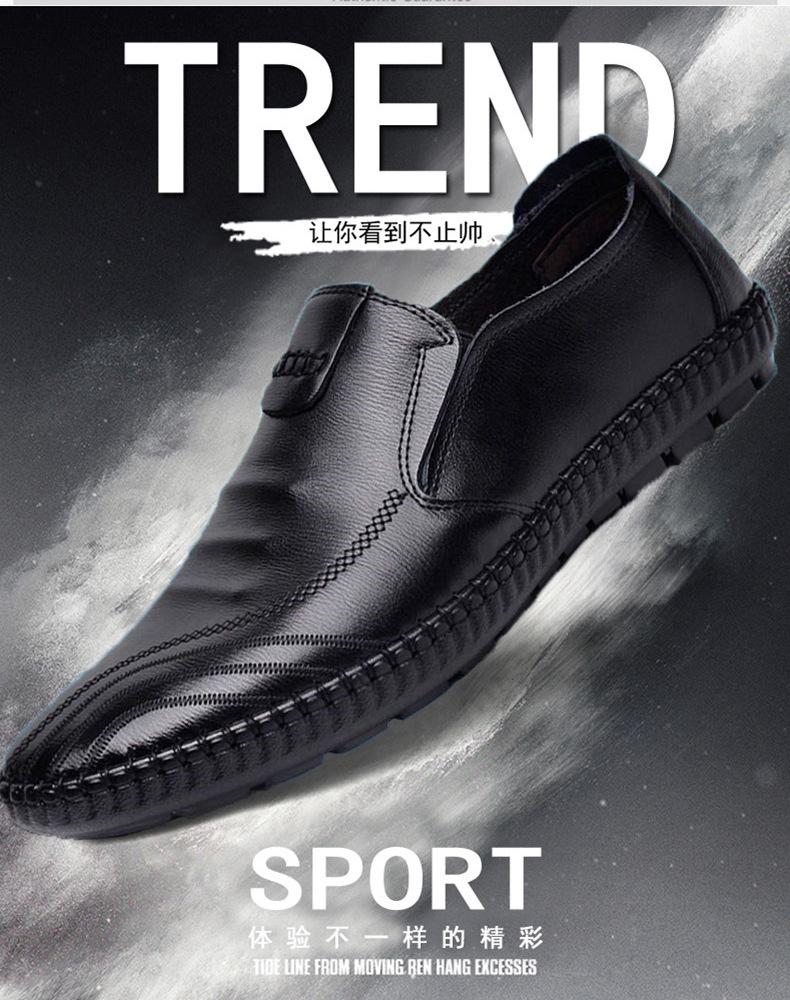 Frühling und Sommer neue Lederschuhe Herren lässige atmungsaktive Slipper Koreanische Version Trend Doudou Schuhe rutschfeste Arbeitsschuhe