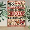 Metal Wall Poster with Chicken Quote, Vintage for Home Garage