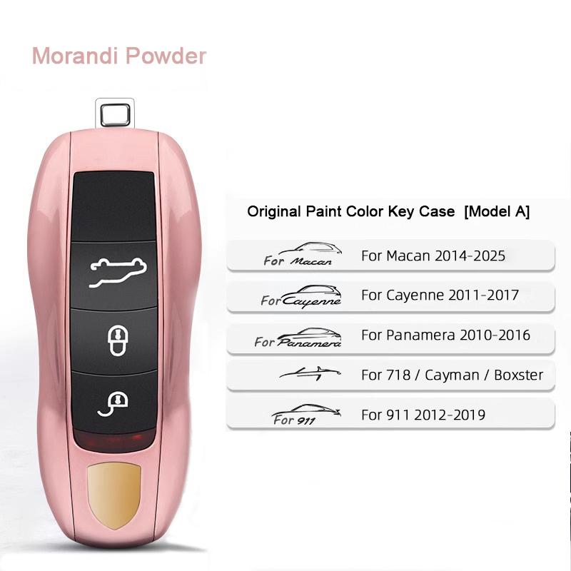 For Porsche Cayenne Mancan Panamera 911 718 Boxster Cayman Taycan 2010-2024 Car Key Paint Case Bordeaux Red Shell Replacement