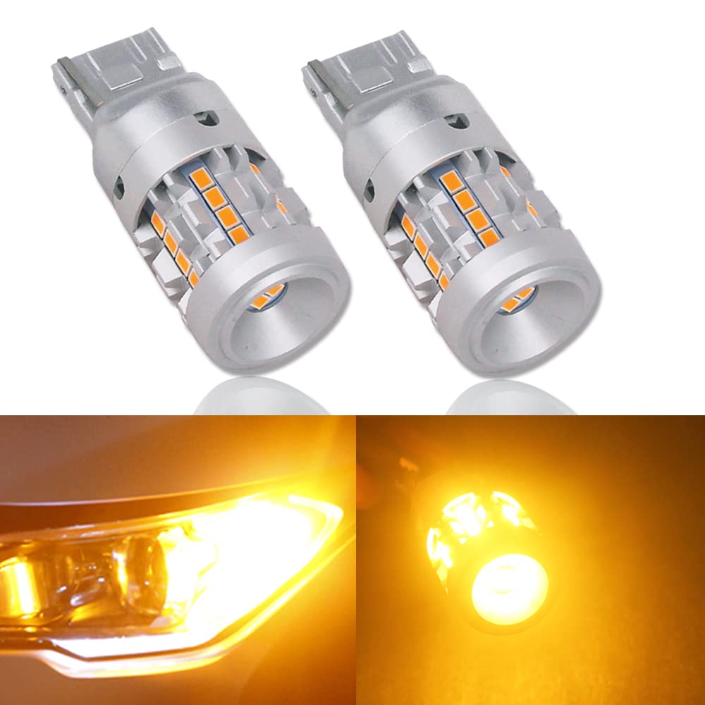 Eseastar WY21W 7440 T20 LED Turn Signal Bulb No Hyper T20-Amber