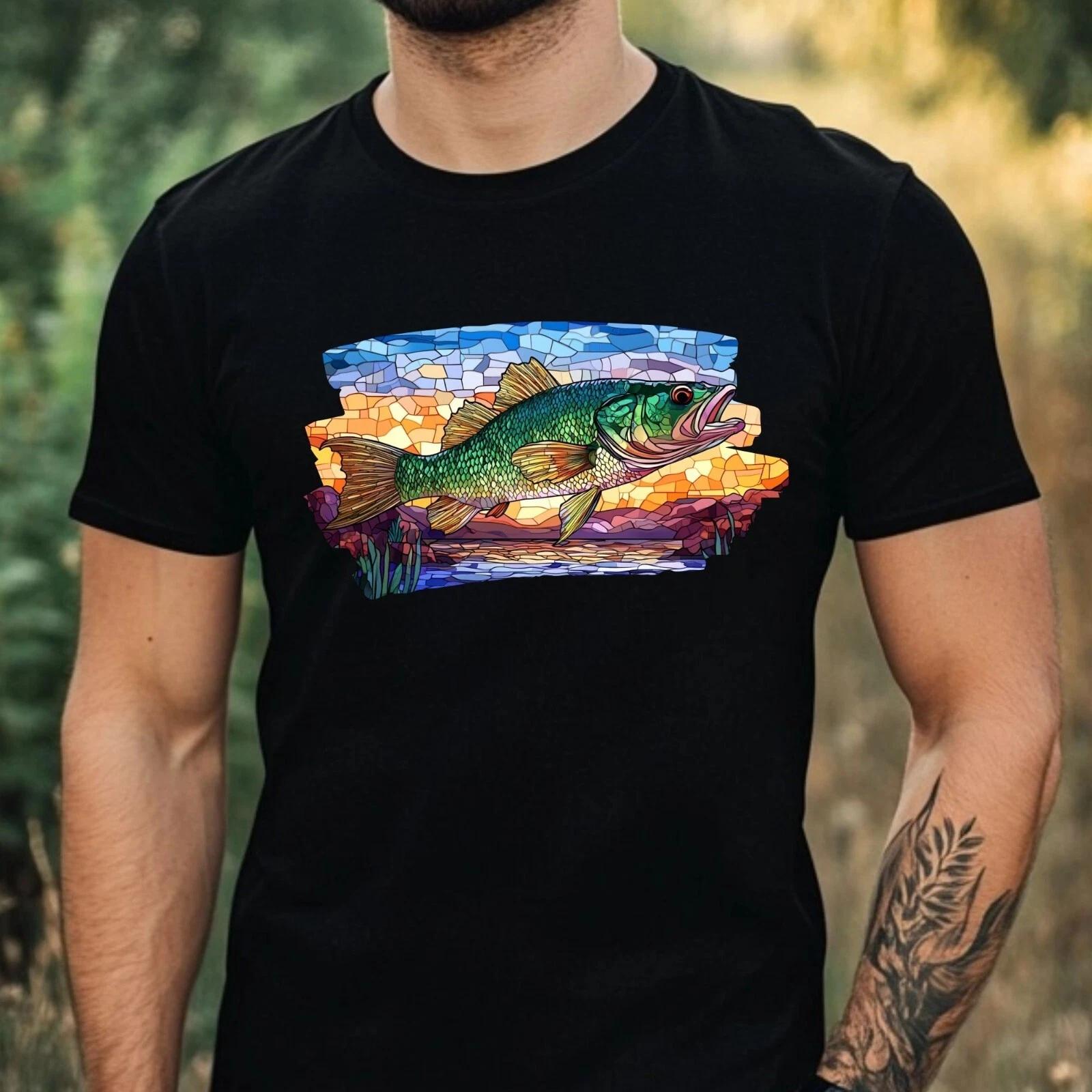 T-Shirt Herren Barsch Buntglas Motiv Baumwolle Größe XS bis 5XL XXL