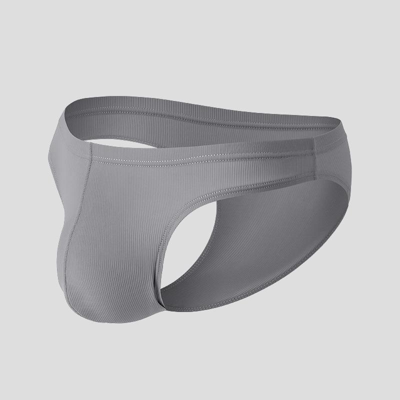 Male Summer Sex Appeal Pure Color U Convex Bag Ice Silk Half Pack Hip Low Waist Triangle Briefs