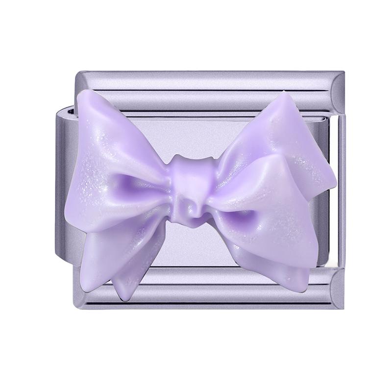 Y2K Purple Series Bow Candy Heart Flower Shiny Italian Charm Links Fit 9MM Stainless Steel Bracelet Girls' DIY Making Jewelry