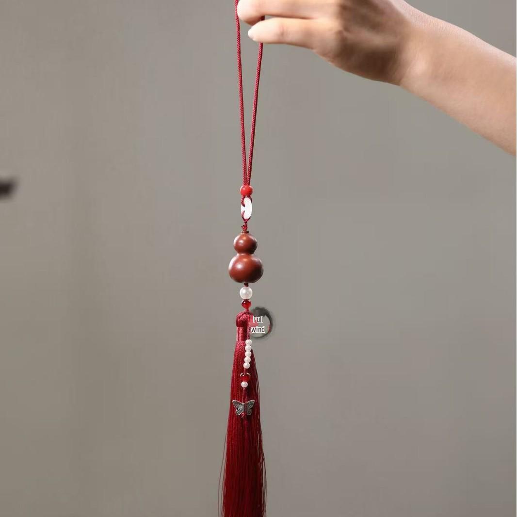

Yixing Zisha Handmade Mini Gourd Butterfly Tassel Pendant