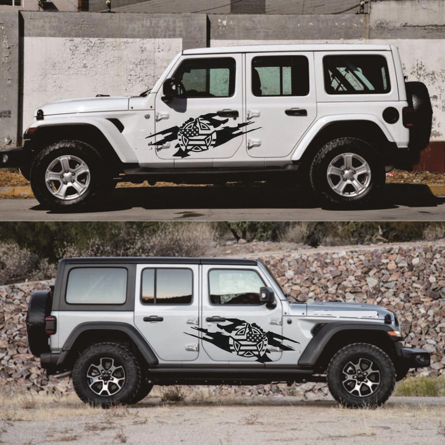 2x Car Body Side Door Stickers Army Military Star Style Decals For Jeep Wrangler