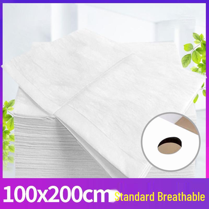 Waterproof Oilproof Disposable Bed Sheets with Hole - Non-Woven, Breathable, 100-Pack